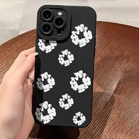 Cute Flower Phone Case for iPhone 11 12 13 14 15 16 Pro - Soft Silicone Protective Cover